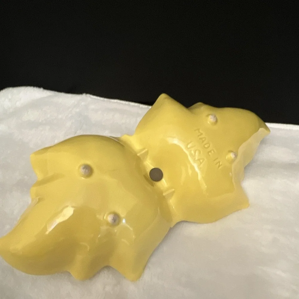 Vintage Yellow Leaf Divided Ceramic Serving Tray w/ Metal Handle USA MCM